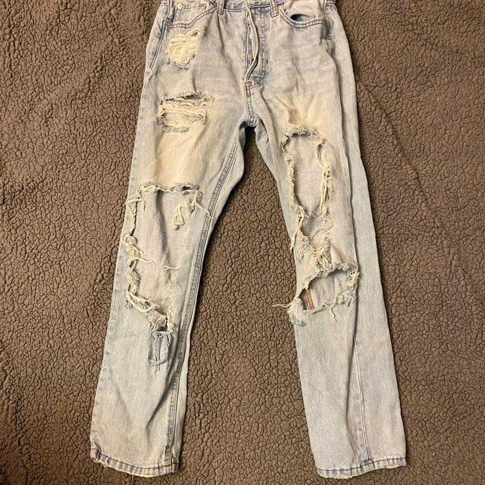 Aeropostale High Rise Distressed Light Blue Jeans